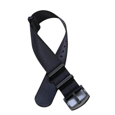 Seatbelt Military Style Strap - Black with Black PVD Buckle & Keepers